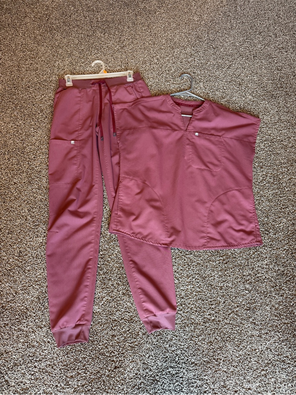 Fabletics Mauve Rose Scrub Top & Jogger Set